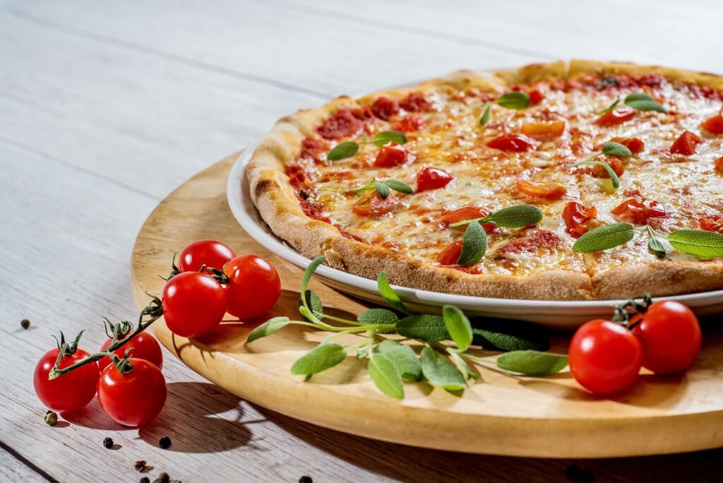 Pizza, Plate, Food image.