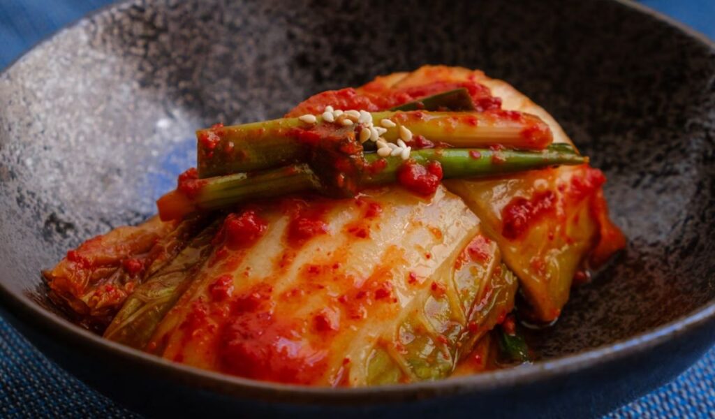 plated serving of homemade kimchi