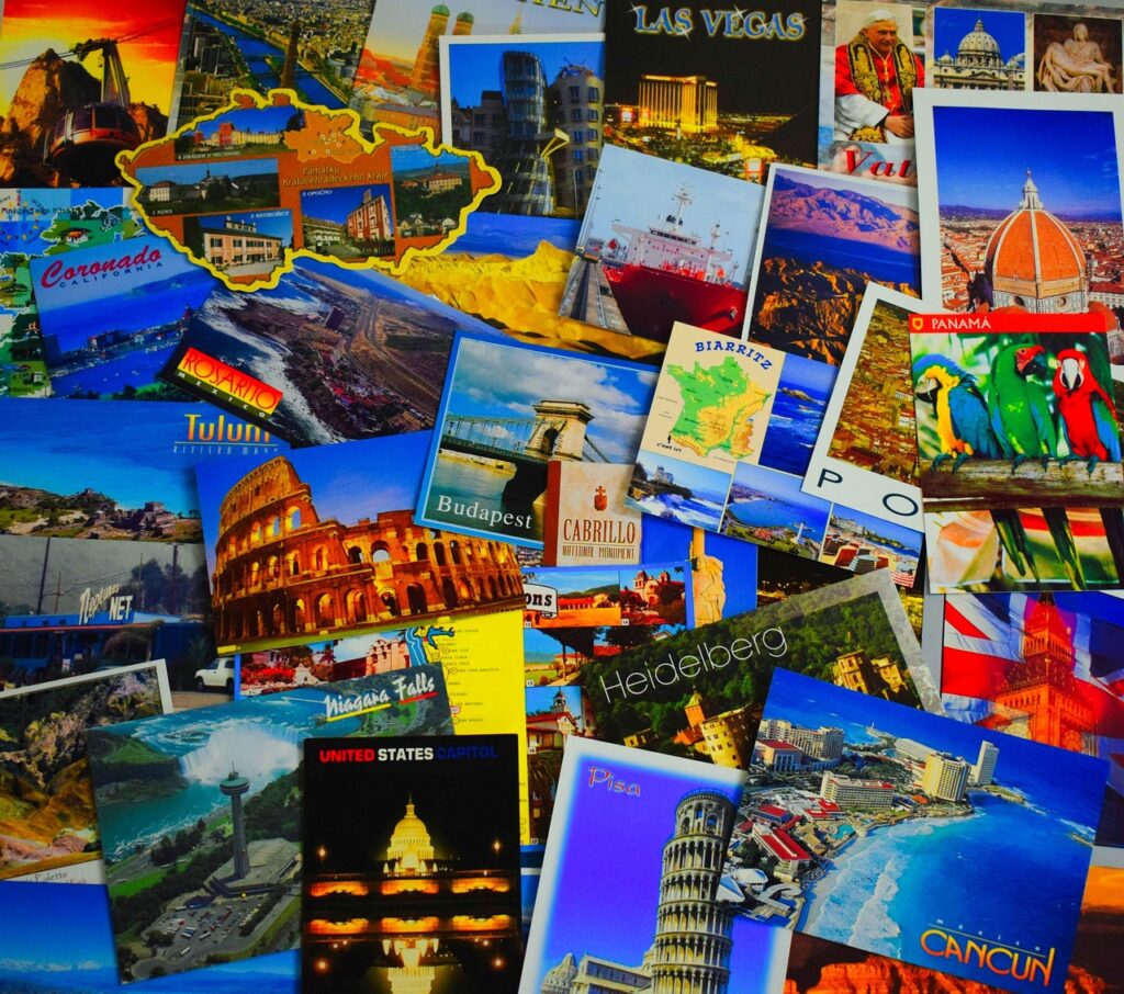 Postcard, Collage, Travel image. 