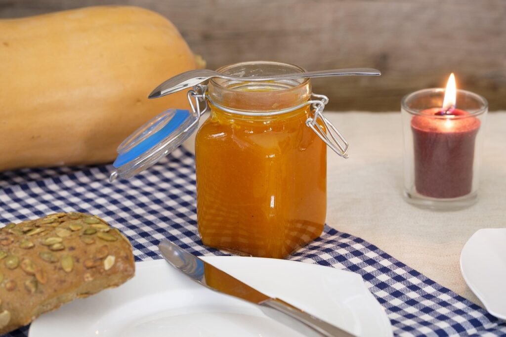 Whipped  homemade jam spread on fresh toast.

