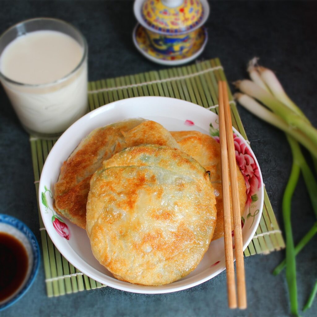 Scallion pancake, Pancake, Breakfast image.