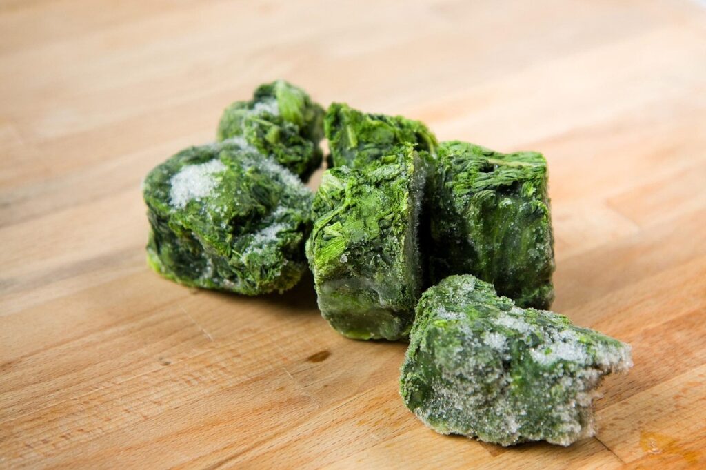 Spinach, Frozen spinach, Frozen image.