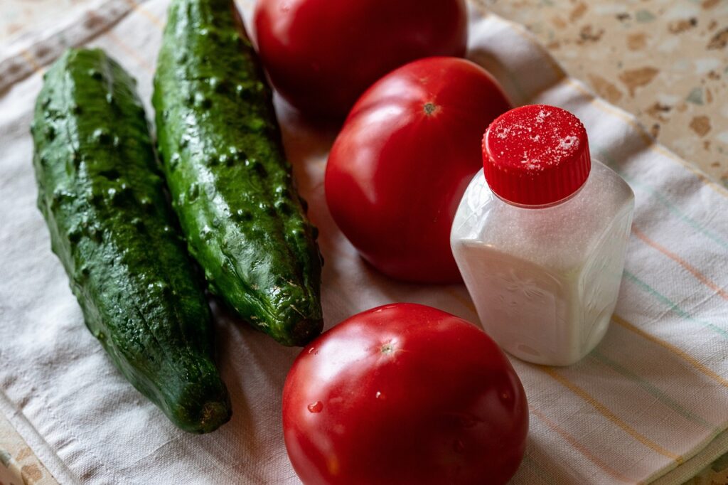 Tomatoes, Cucumbers, Salt image.