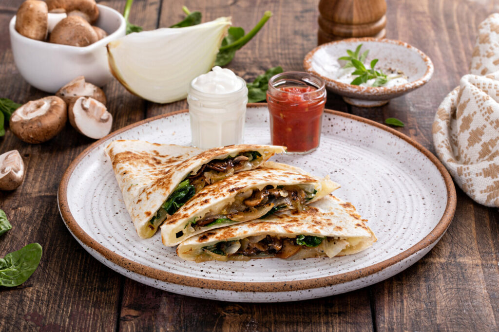 Mushroom and Spinach Quesadillas