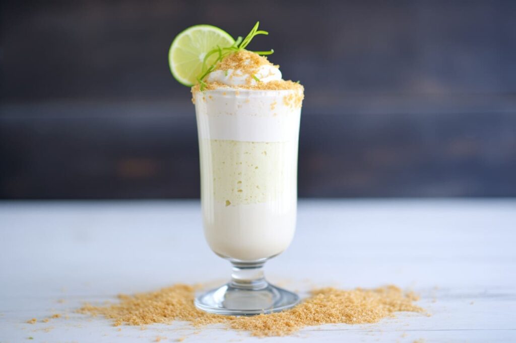 key lime milkshake with lime zest and graham cracker rim