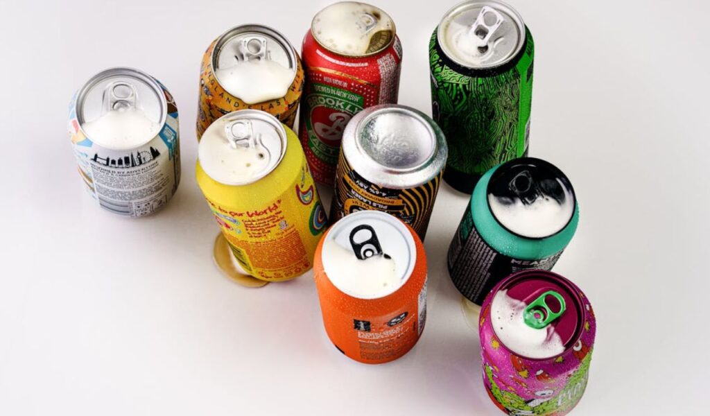Assorted soda cans