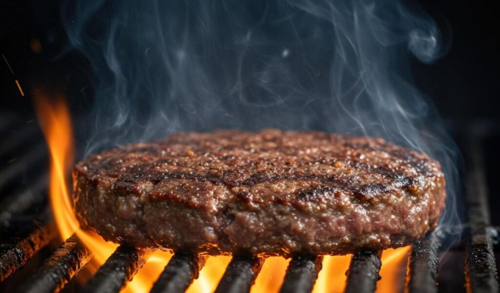 Burger patty on grill