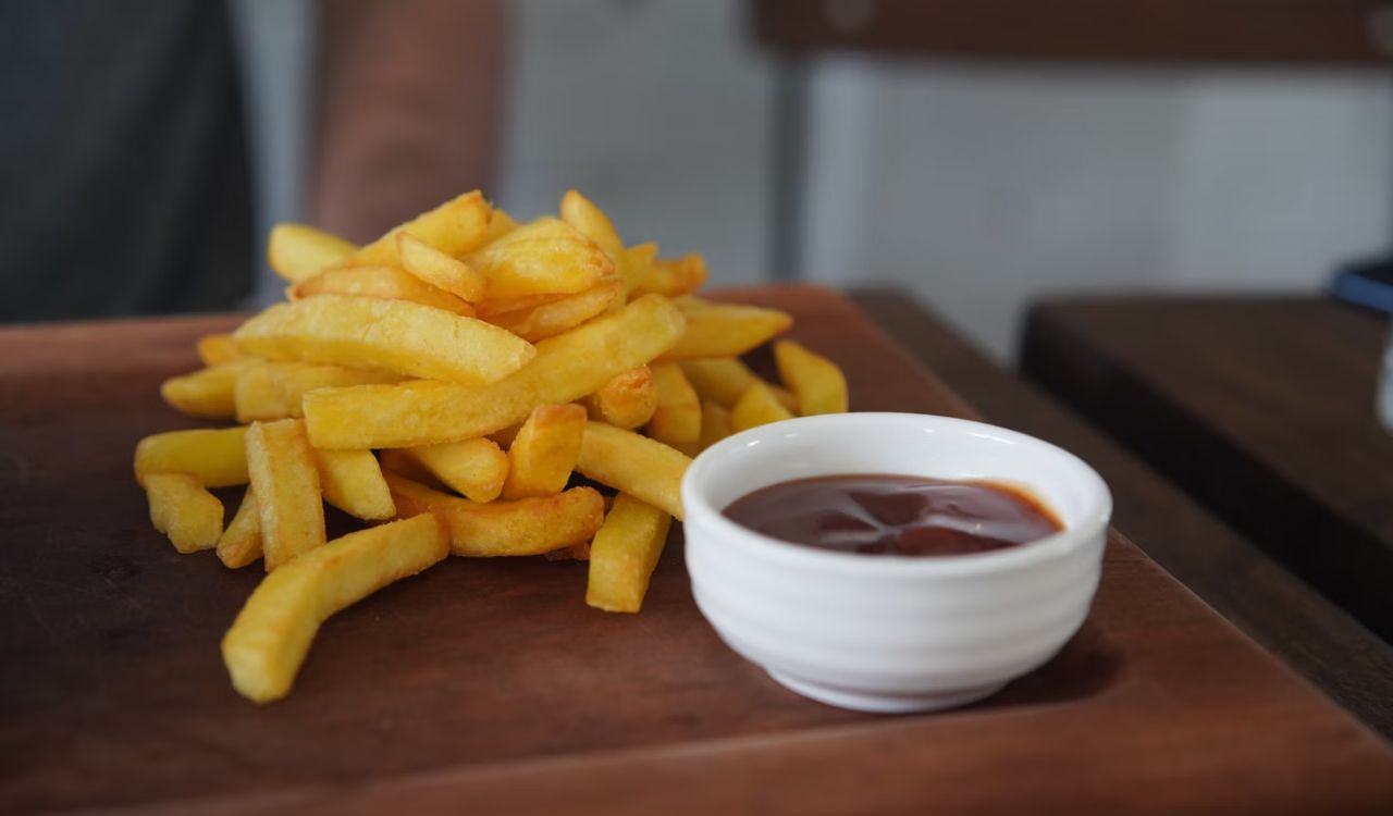 French fries and ketchup