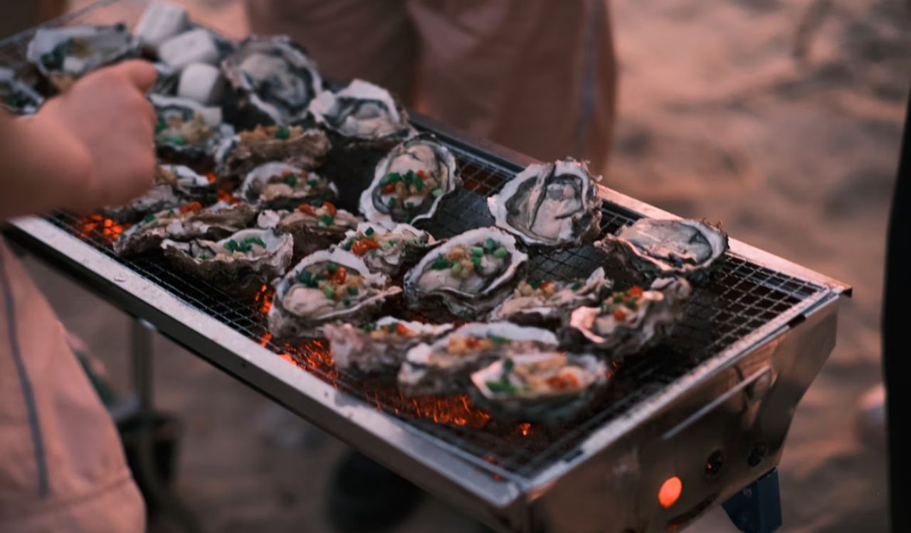 Grilled oysters