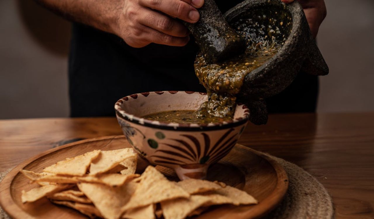 Ground spices in salsa