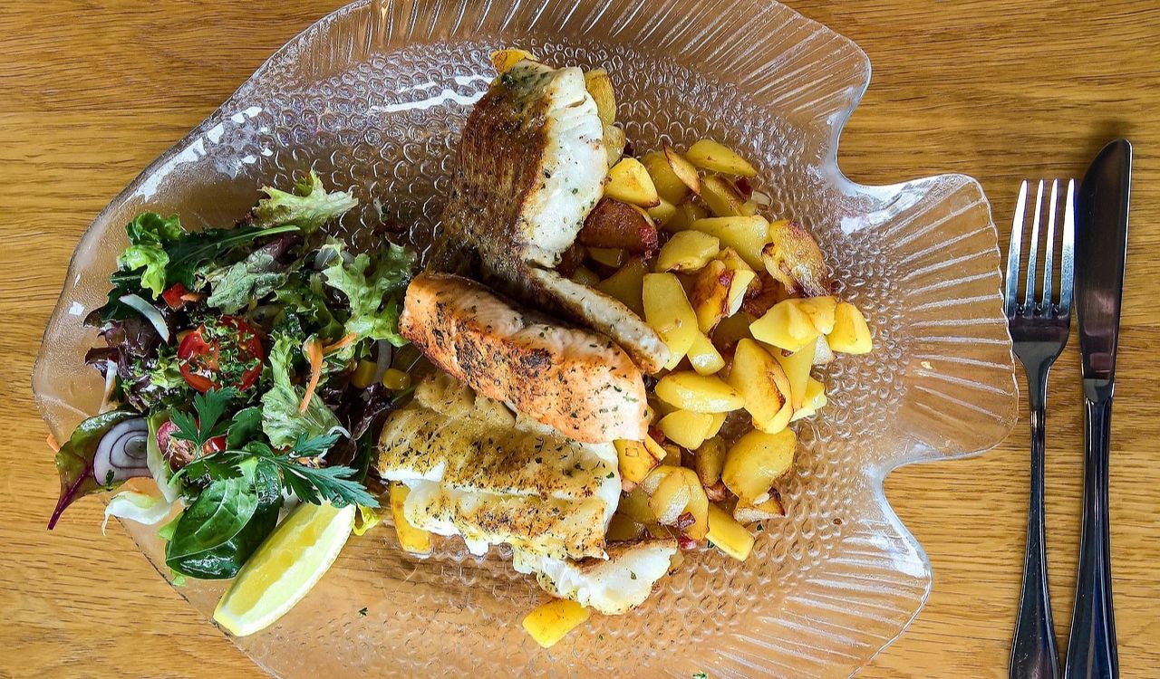 Halibut dish