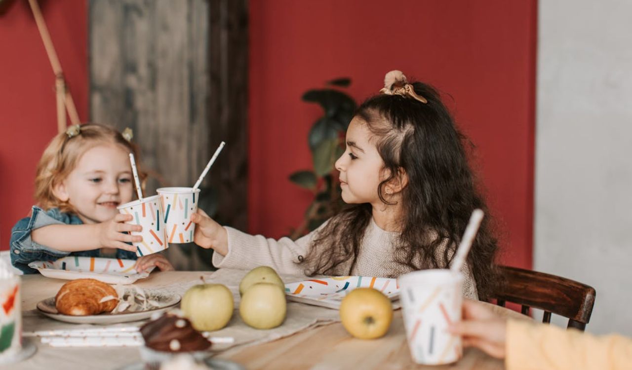 Kids having a snack