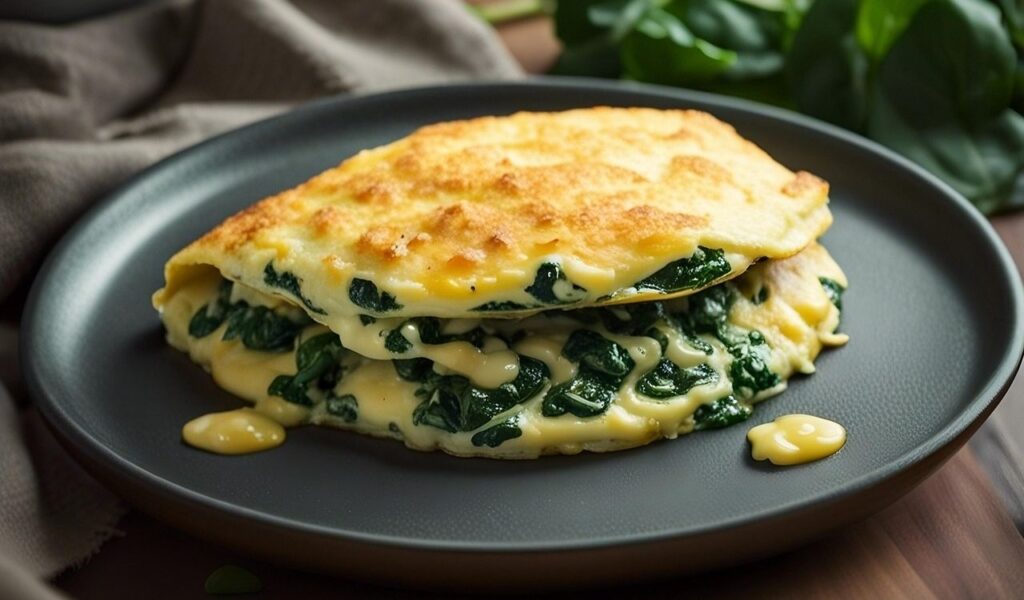 Omelet with spinach and cheese