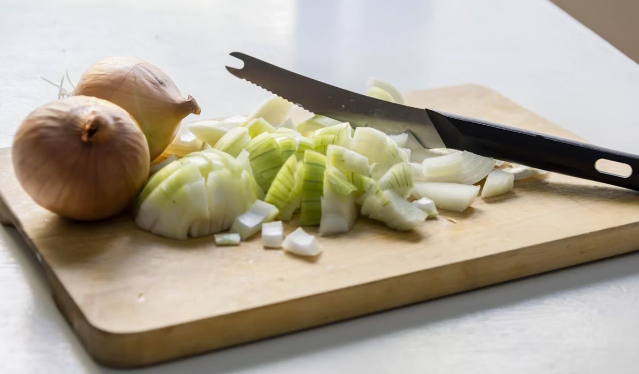 Onions on cutting board