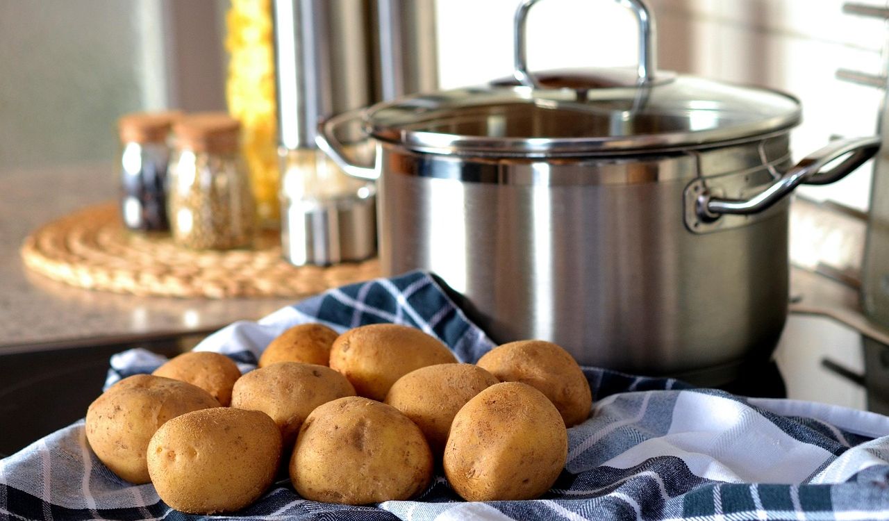 Potatoes and a pot