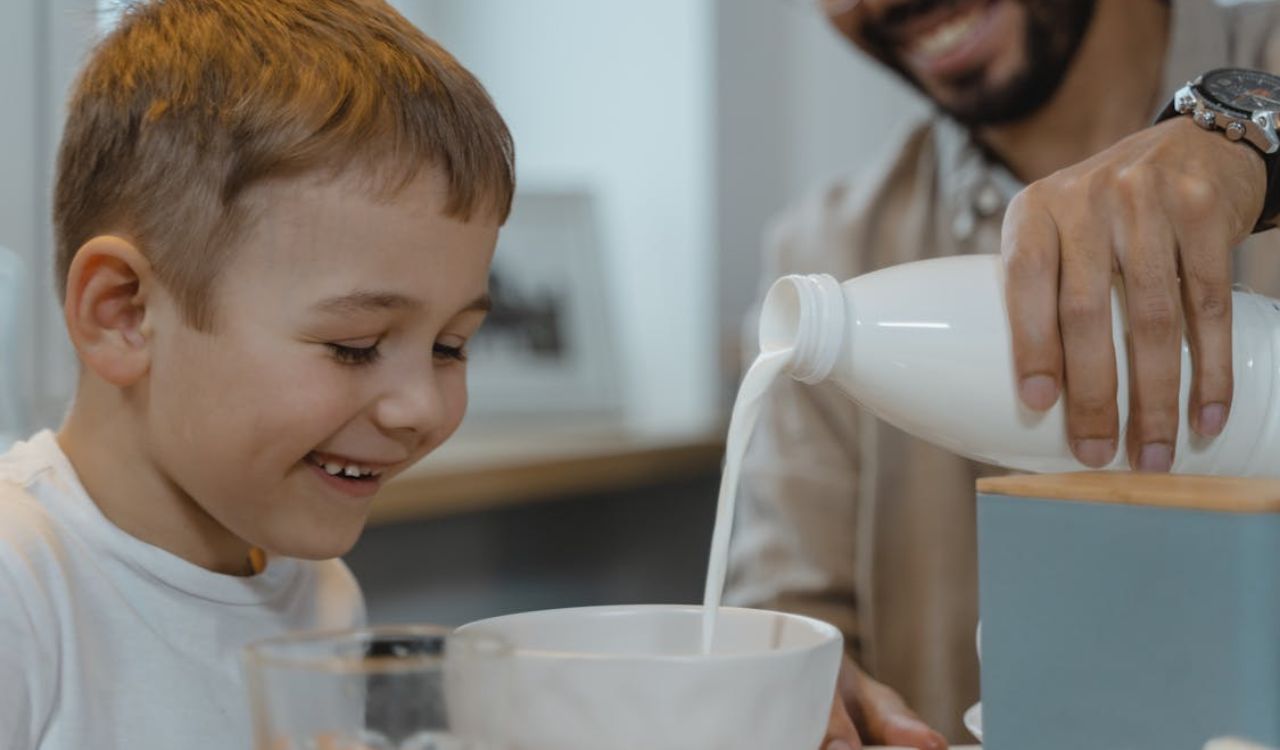 Pouring milk