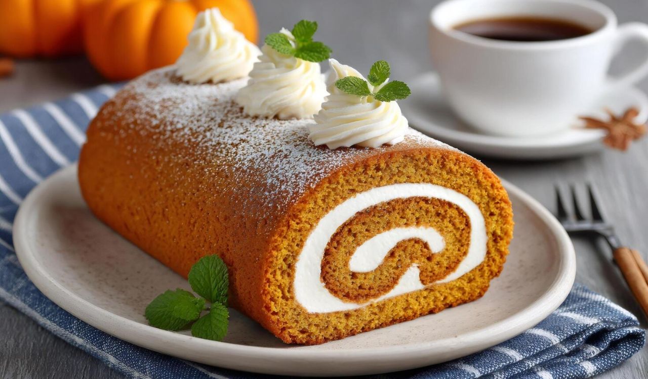 Pumpkin roll cake