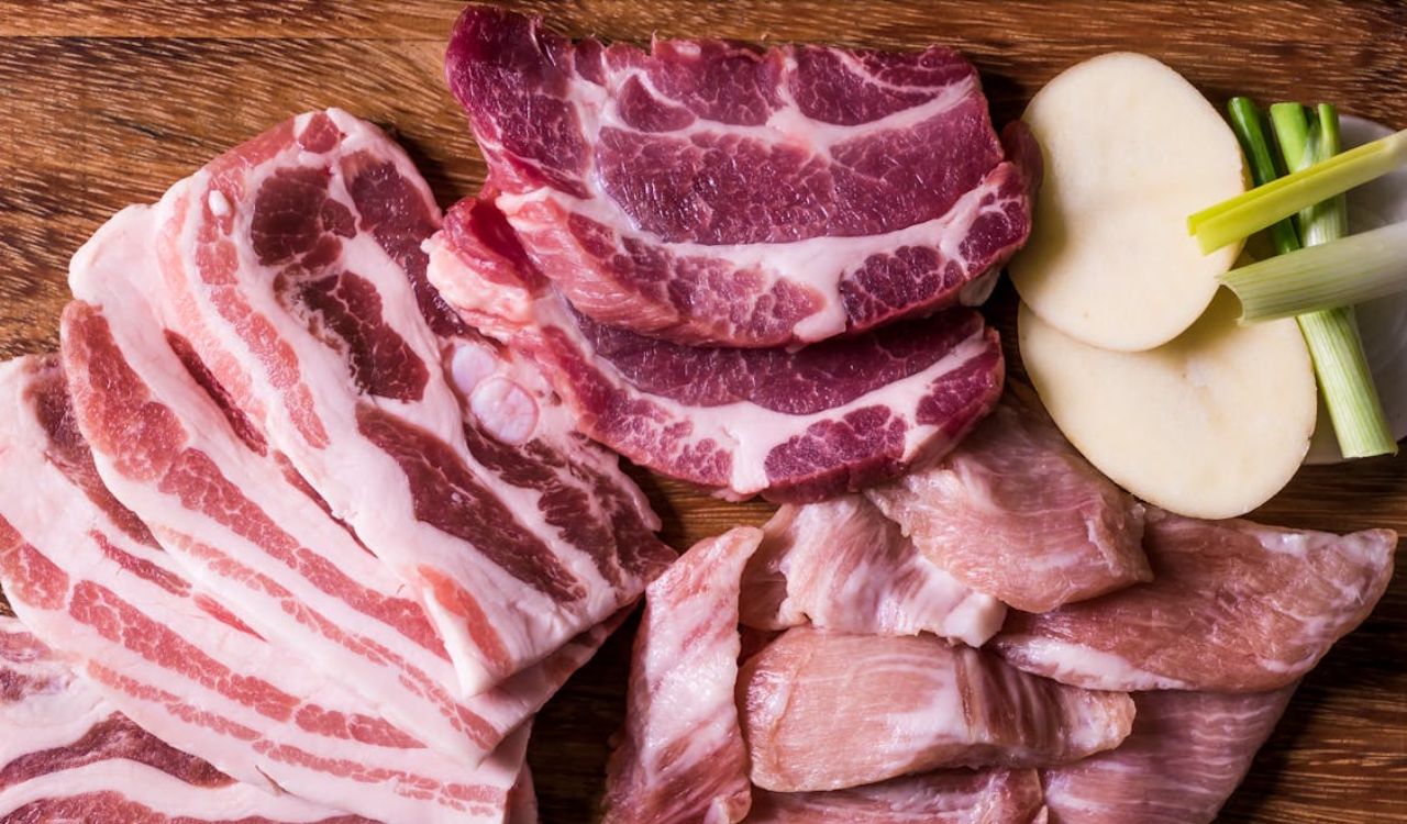 Raw beef and pork