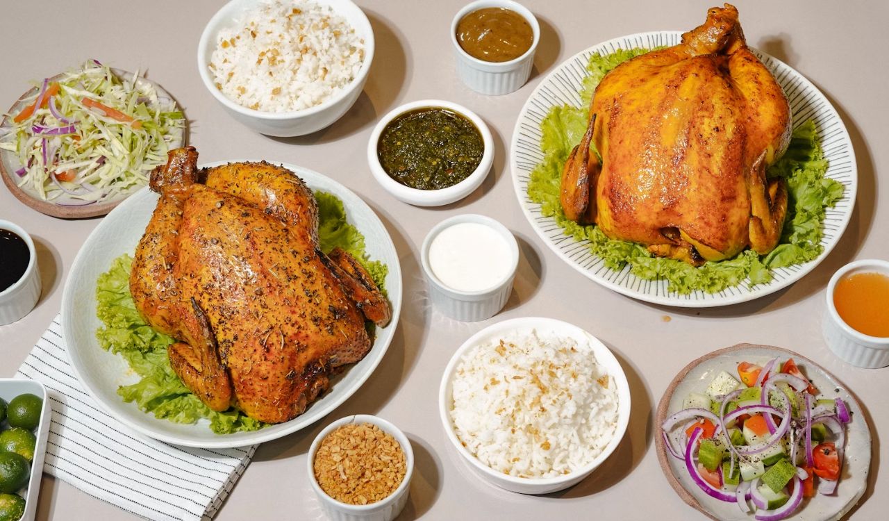 Roasted chicken and sides