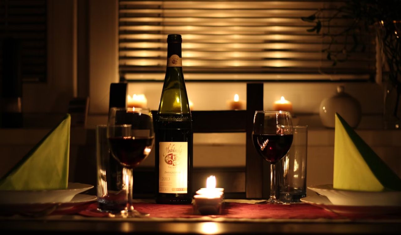Romantic dinner at home