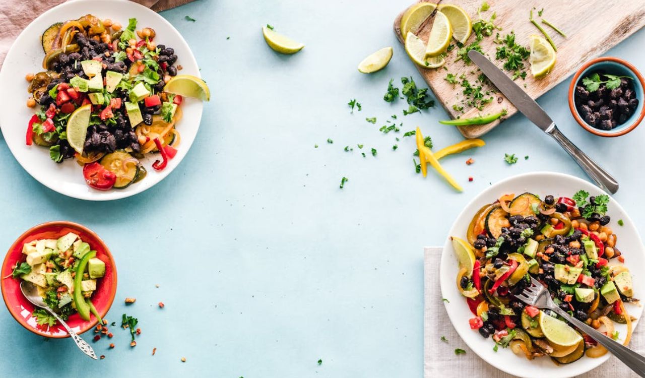 Salads on plates