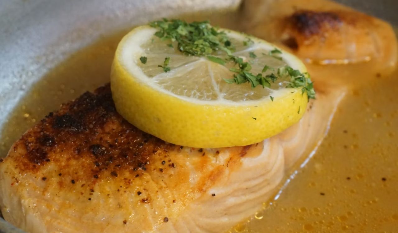 Salmon in pan