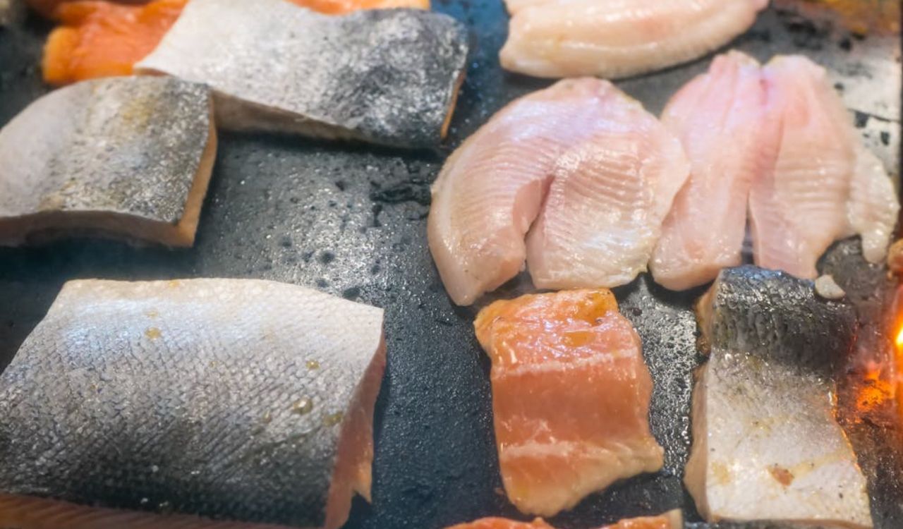 Salmon on grill