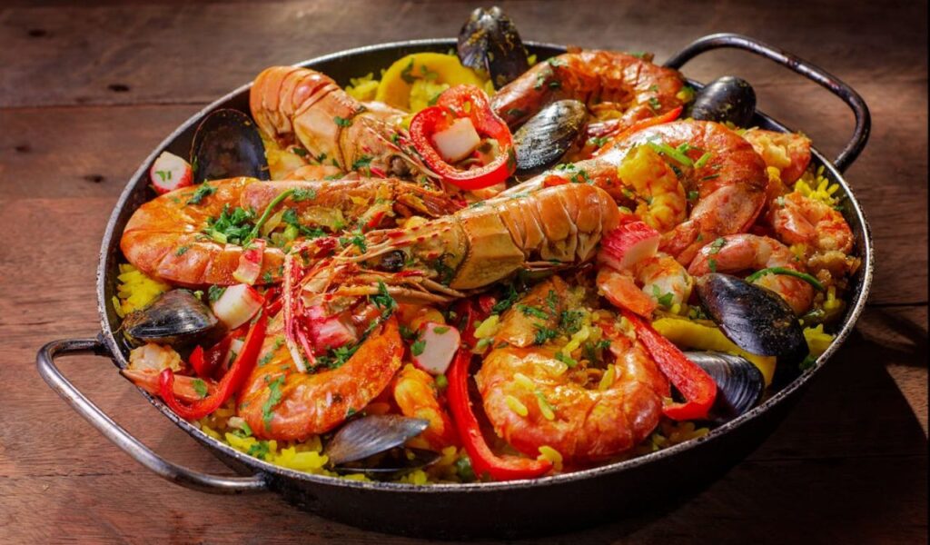 Seafood paella