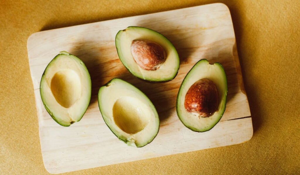 Sliced avocados