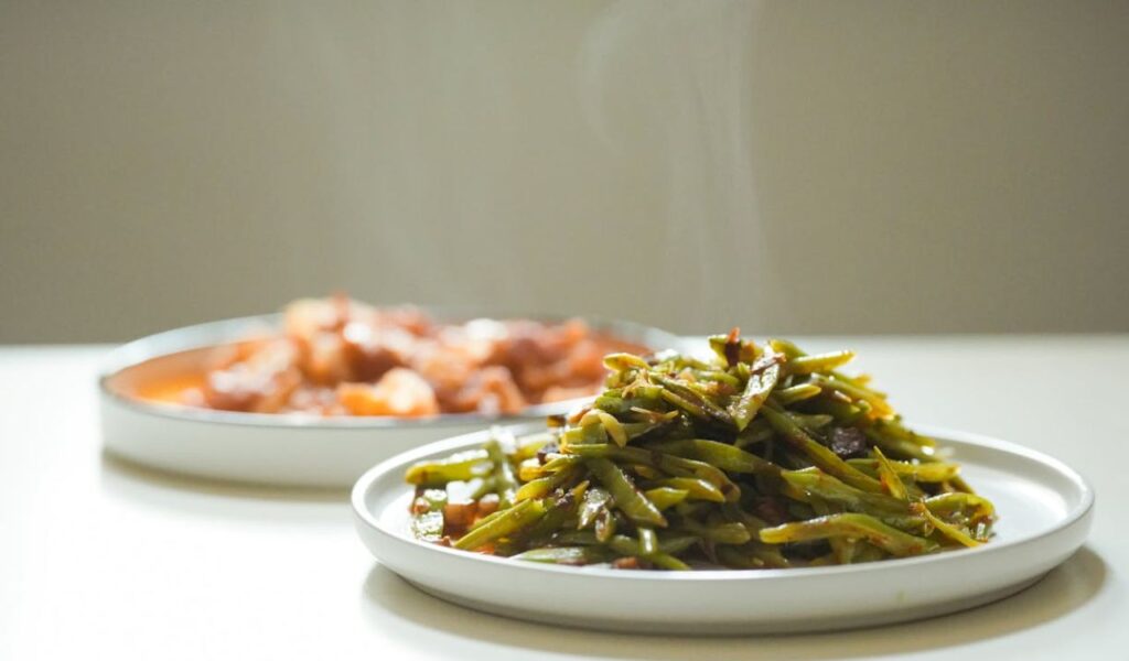 Steaming green beans