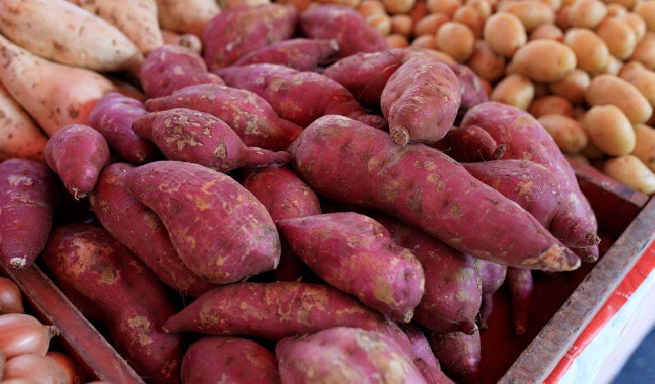 Sweet potatoes on the market
