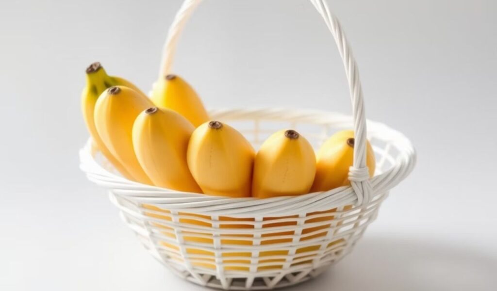 White basket filled with bananas