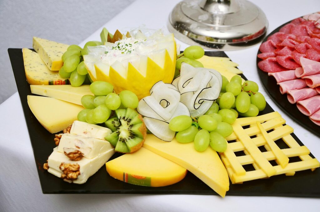 variety of cheese on plate