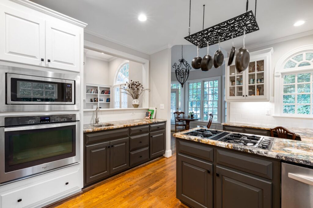 hanging pot racks in kitchen