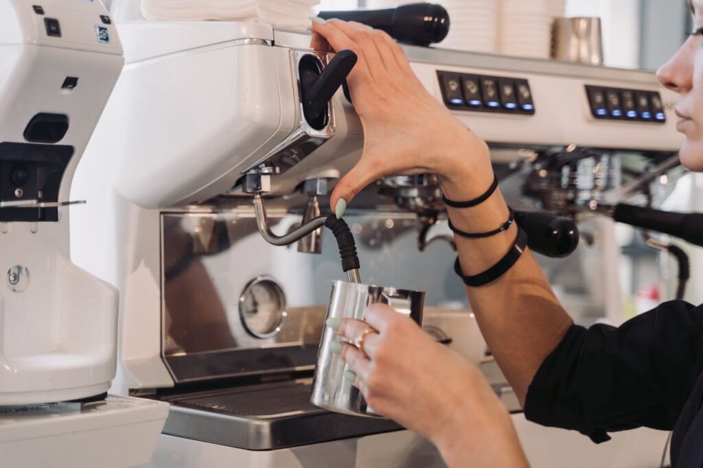 refill cup at a café station.