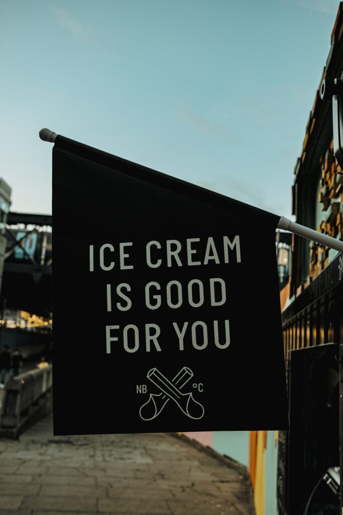 an antique ice cream advertisement suggesting health benefits.