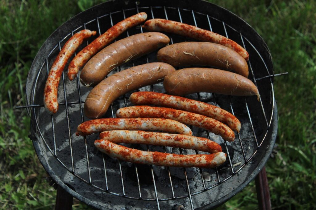 sausages on grill