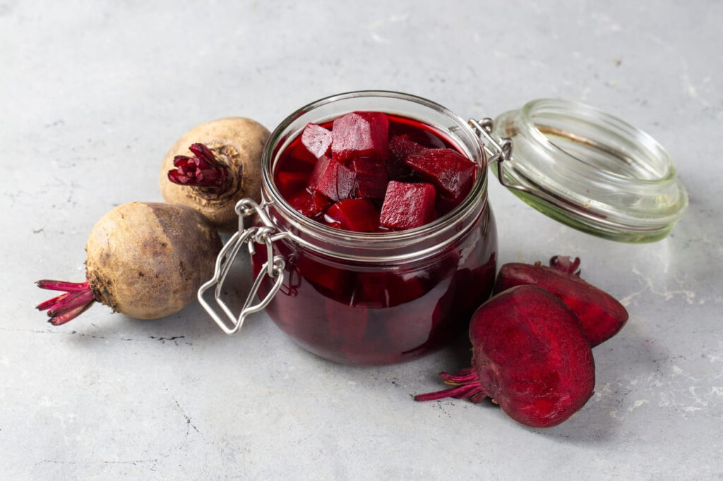Pickled red beet in a bowl