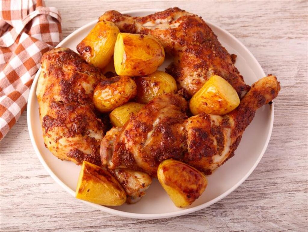 Honey Mustard Roasted Potatoes with chicken