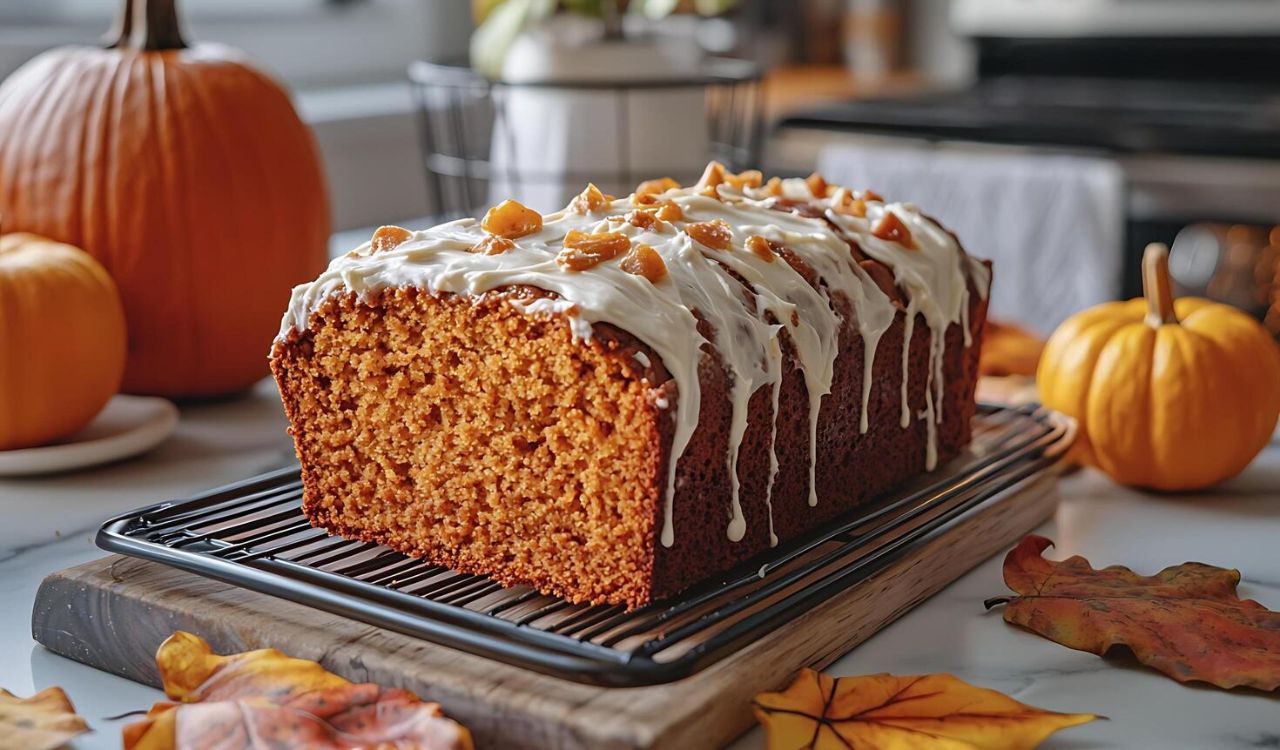 Pumpkin bread in autumn season