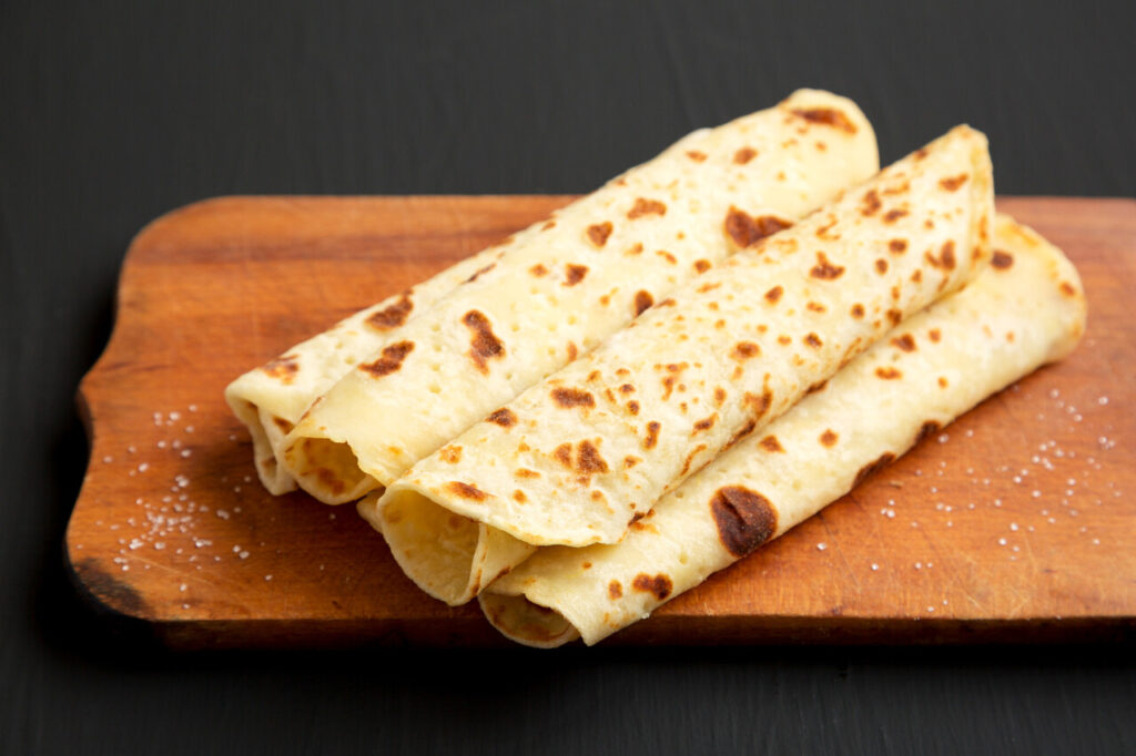 Homemade Norwegian Potato Flatbread (Lefse) with Butter and Sugar