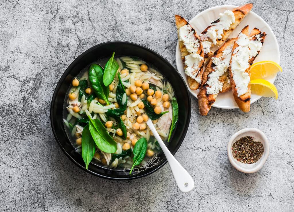 Lemon Orzo Soup with Spinach