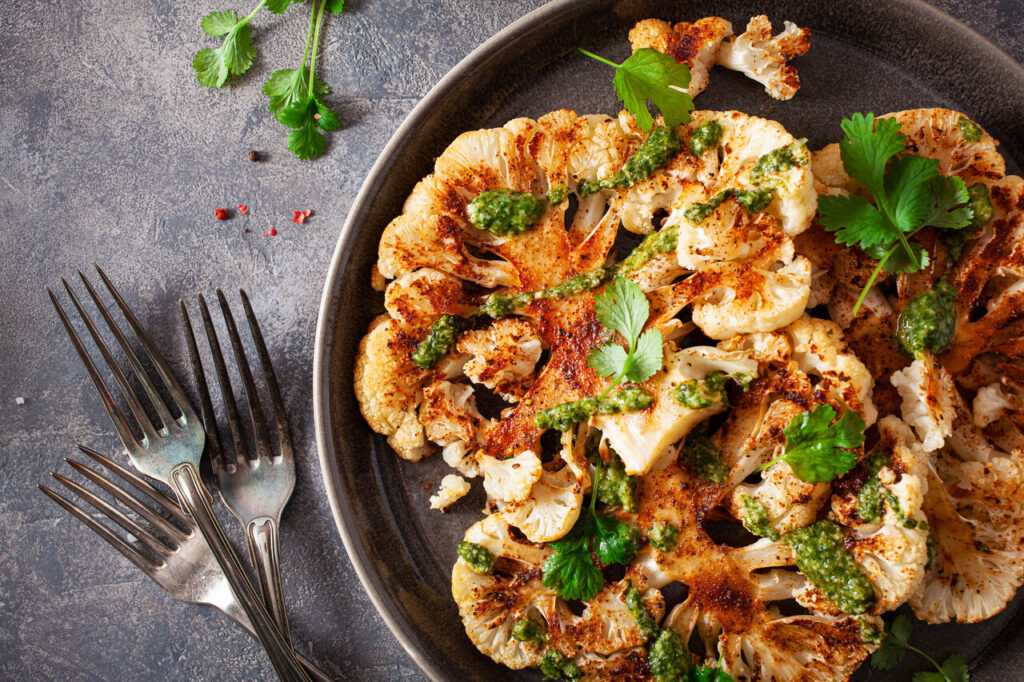  Roasted Cauliflower Steaks with Chimichurri