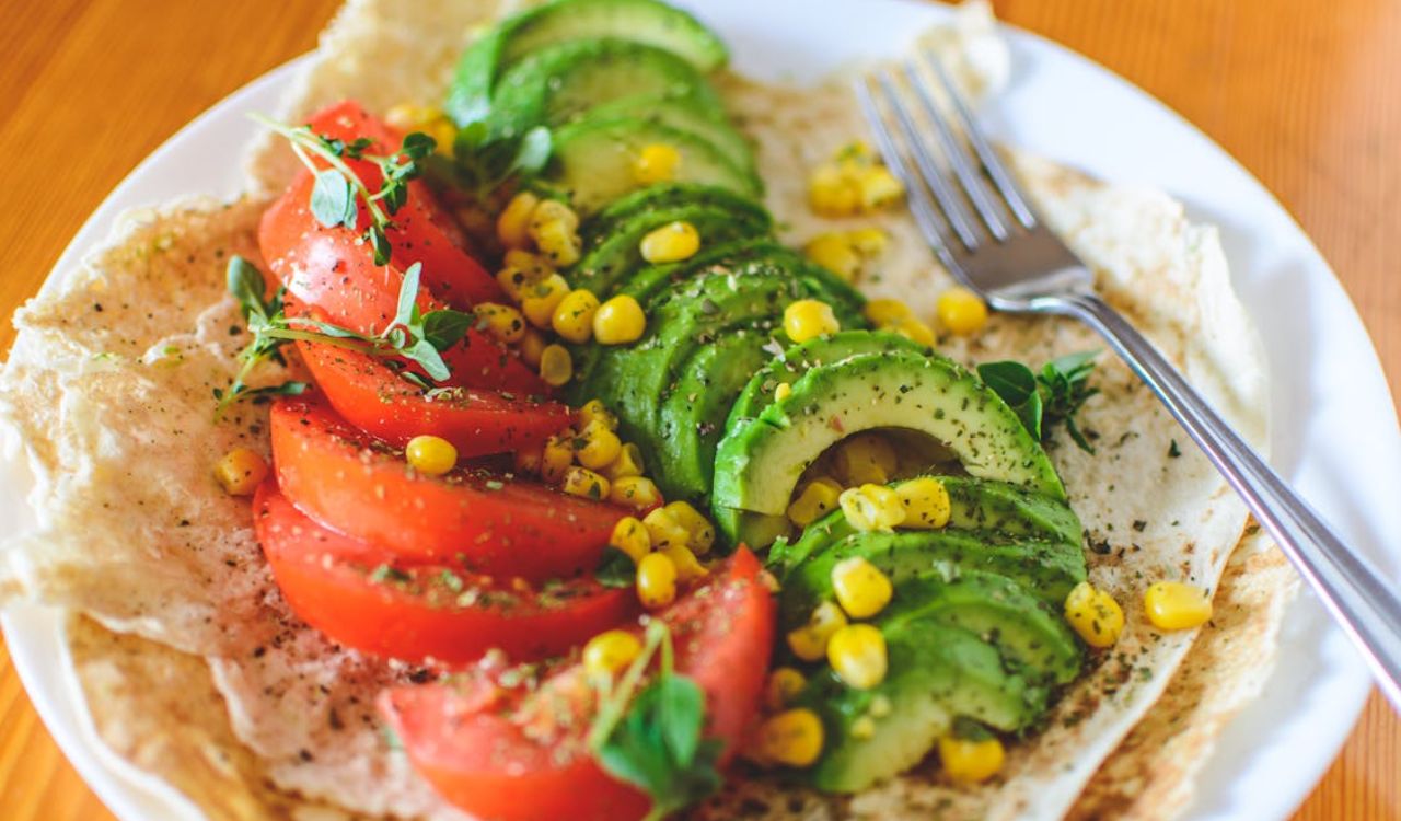 Avocado Corn Salad and tortilla