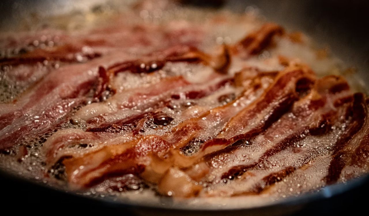 Bacon cooking on pan