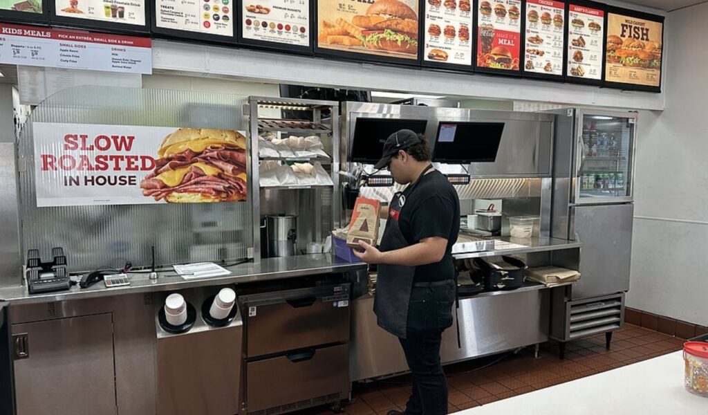 Behind the counter at Arby's