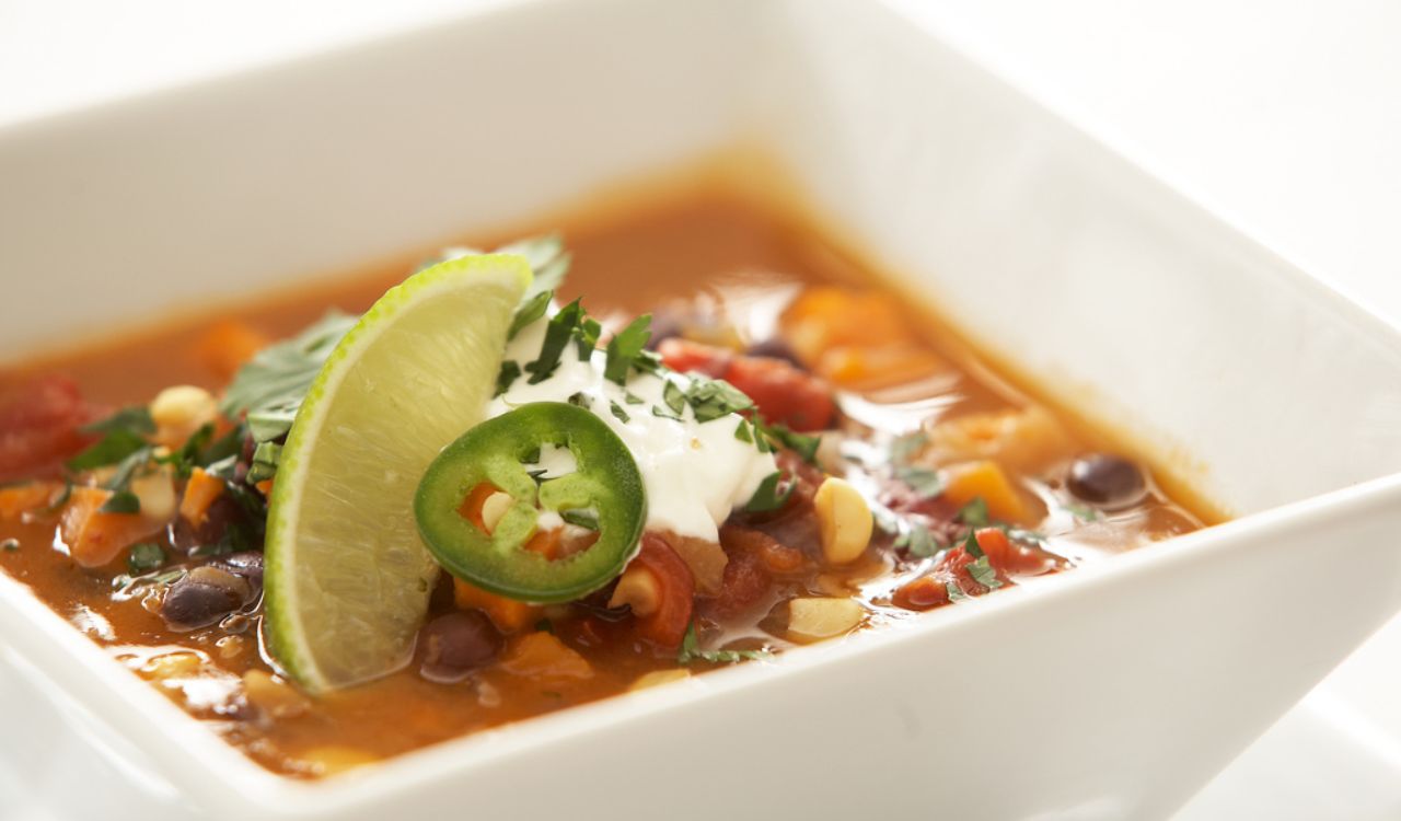 Black bean soup with sweet potato