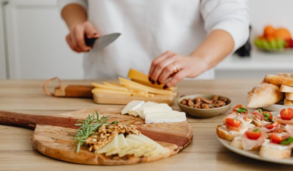 Charcuterie with gouda cheese