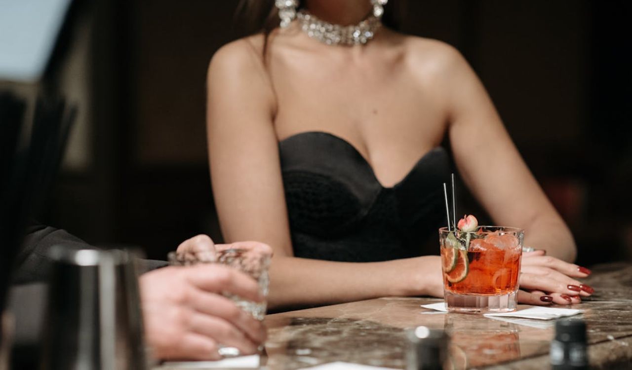 Cold cocktail drink in small glass