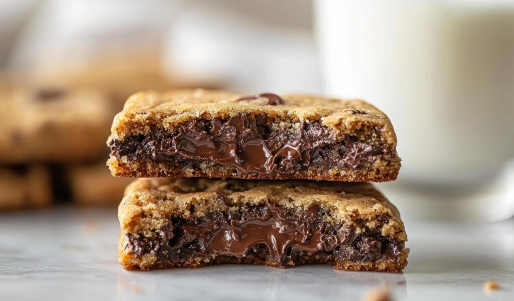 Cookie bars with chocolate inside